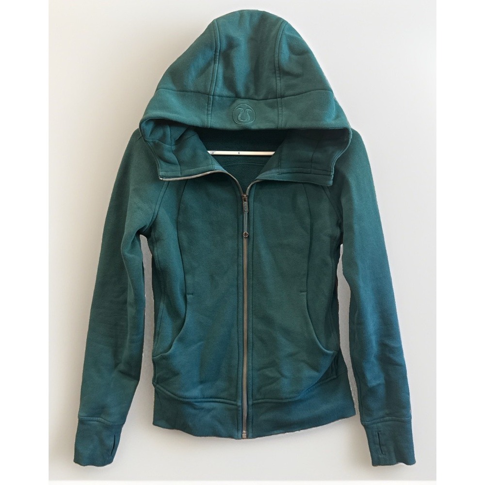 Lululemon Scuba Women's Green Hoodie Size Small Full Zip Hooded Pockets EUC